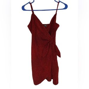 Lily Rose Red‎ Shimmer Knotted Side Wrap Fitted Cocktail Dress Size XS Hoco Hoco